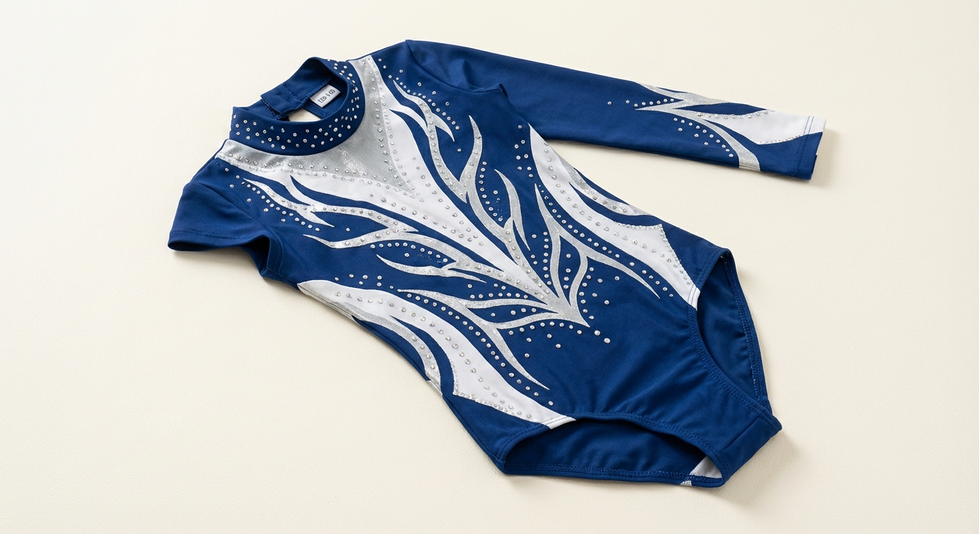 Синій купальник зі сріблястим полум'яним візерунком