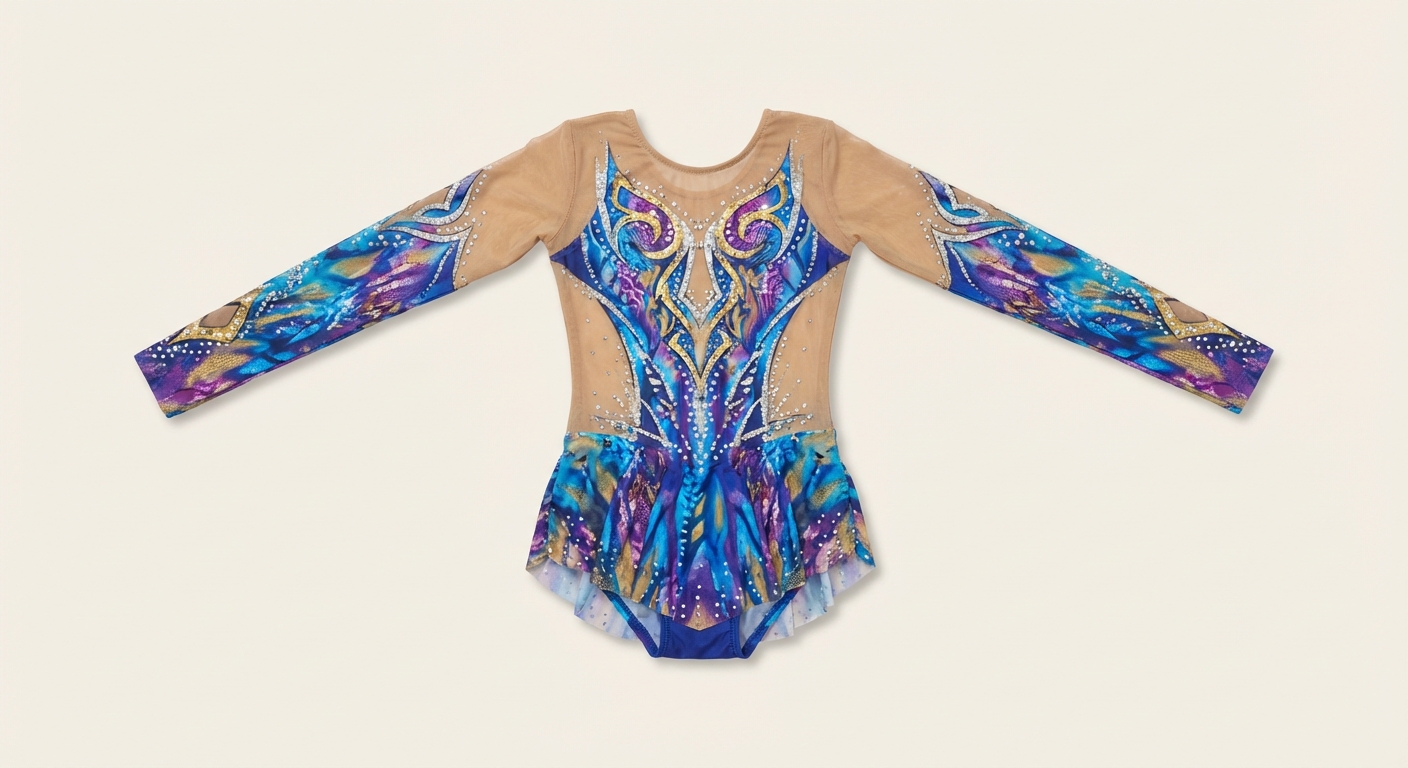 Синьо-фіолетовий купальник з павичевим дизайном | зріст 135–150