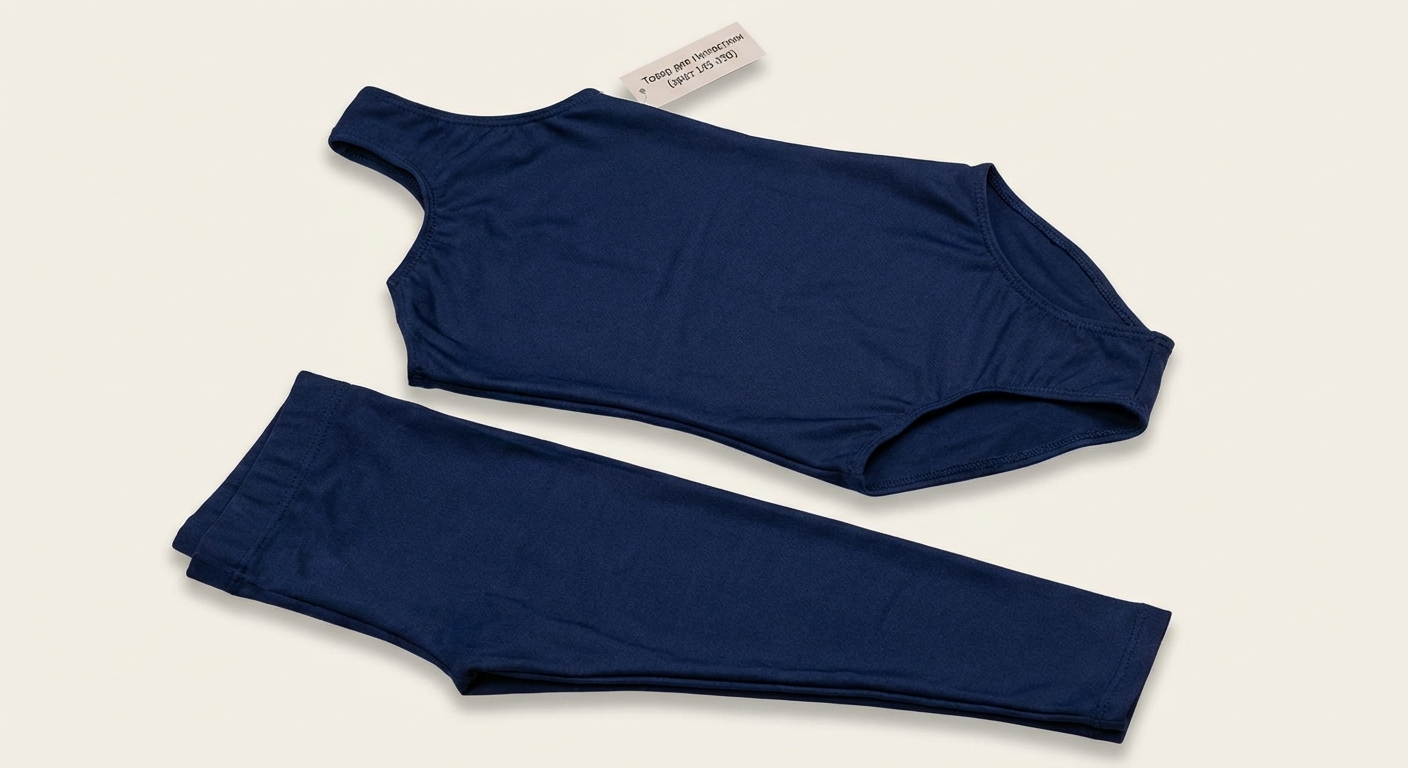 Темно-синій тренувальний комплект: купальник та лосини | р. 138