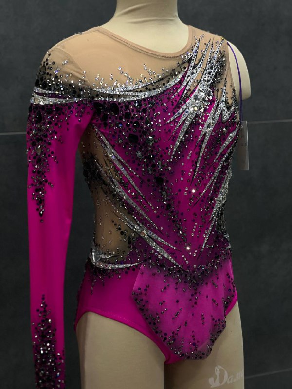 Рожево-фуксія купальник з чорними та срібними акцентами | зріст 160